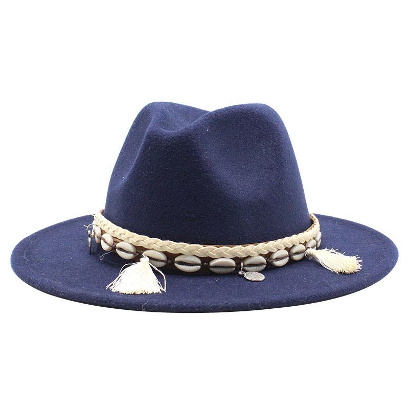 Woolen Top Hat, Minority Style Jazz Hat, Retro Flat-Brimmed Big Eaves Hat.