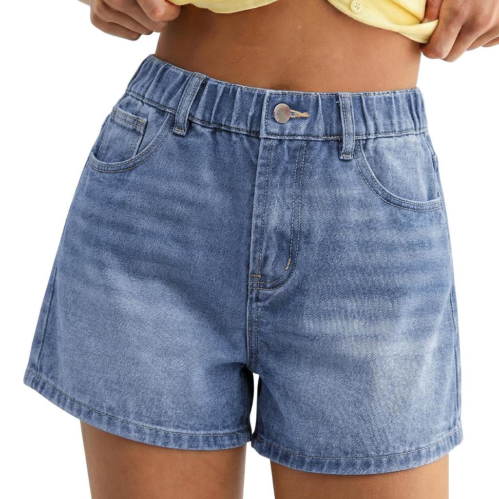 Women High Waisted Baggy Wide Leg Denim Shorts Casual Jean Shorts