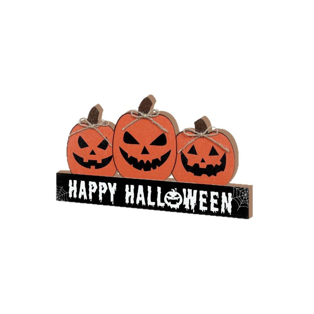 Wooden Fall Pumpkin Table Decor Funny Halloween Ornaments Halloween Desk Decoration Cabinet