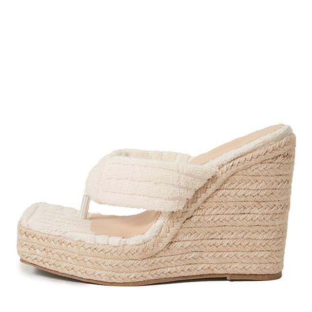 Green Corduroy Narrow Band Wedges Heels Slippers Female Open Toe Platform Sandals Women Summer Dress Shoes