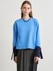Leuiel Color Sleeve Crop Sweatshirt_Blue
