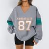 Women's Loose And Comfortable Letter V-neck Sportswear Long-sleeved Sweatshirt Daily Matching Clothes