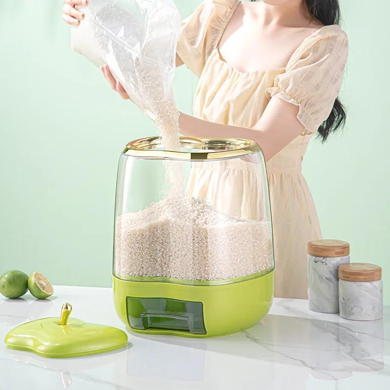 Grain Dispenser Grain Storage Box Transparent Moisture-proof Sealed Rice Jar Circular Kitchen Rice Bucket Insectproof Rice Tank
