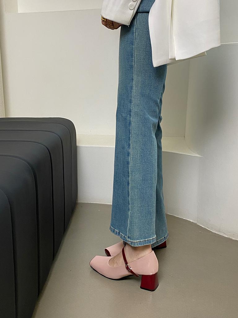 fashion Square Toe Women Pumps 2024 New Arrivals Fashion Thick High Heels Fashion Party Pumps Dress Shoes Woman Size 35-40 Pink Black