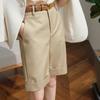 Damskie Letnie Modne Minimalistyczne Proste Spodnie do Kolan Biurowa Dama Eleganckie Czarne Białe Krótkie Spodnie Pantalones