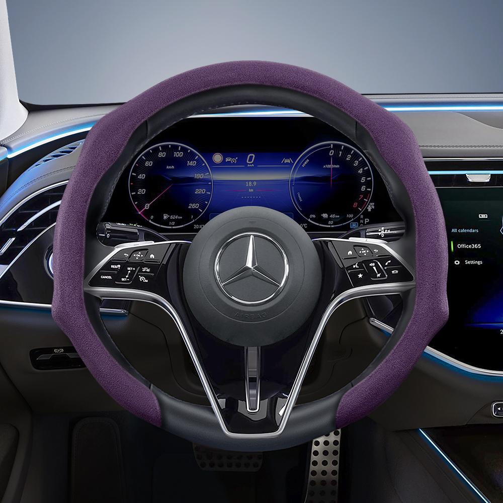 Suitable for Mercedes-Benz Premium Suede Snap-On Steering Wheel Covers, Non-Slip and Durable, Available In Round and D-Shaped Designs