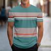 2026 Summer New Men's T-shirt with 3D Stripes Pattern Print - Street Casual Fashion Comfortable Soft Breathable