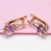 Exquisite Russian Purple Gold Classic Inlaid With Purple Gemstones, Shiny Women'S Rose Gold-Plated Drop-Shaped Earrings For Women