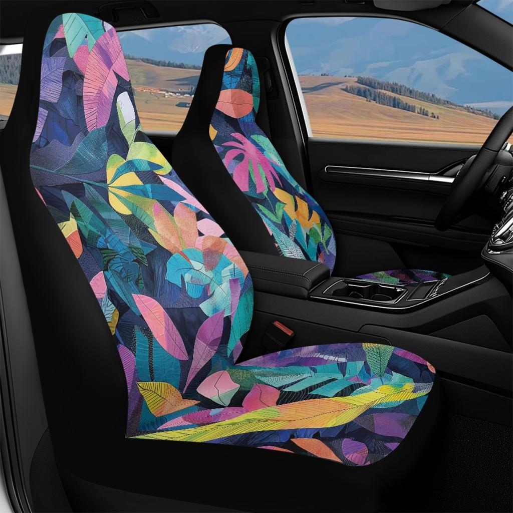 Abstract Pattern Auto Seat Covers Waterproof Digital Print Airbag Compatible Front Rear Seat Protectors Universal Fit Full Set