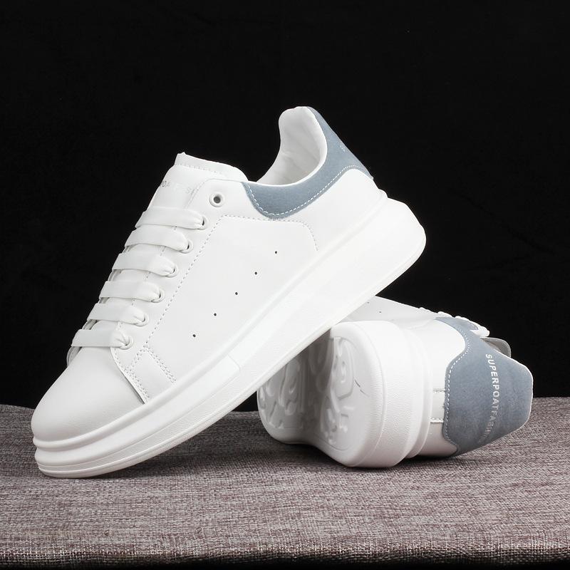 Platform white shoes men's and women's shoes 2025 new leather heightening muffin small casual sports couple board shoes men's