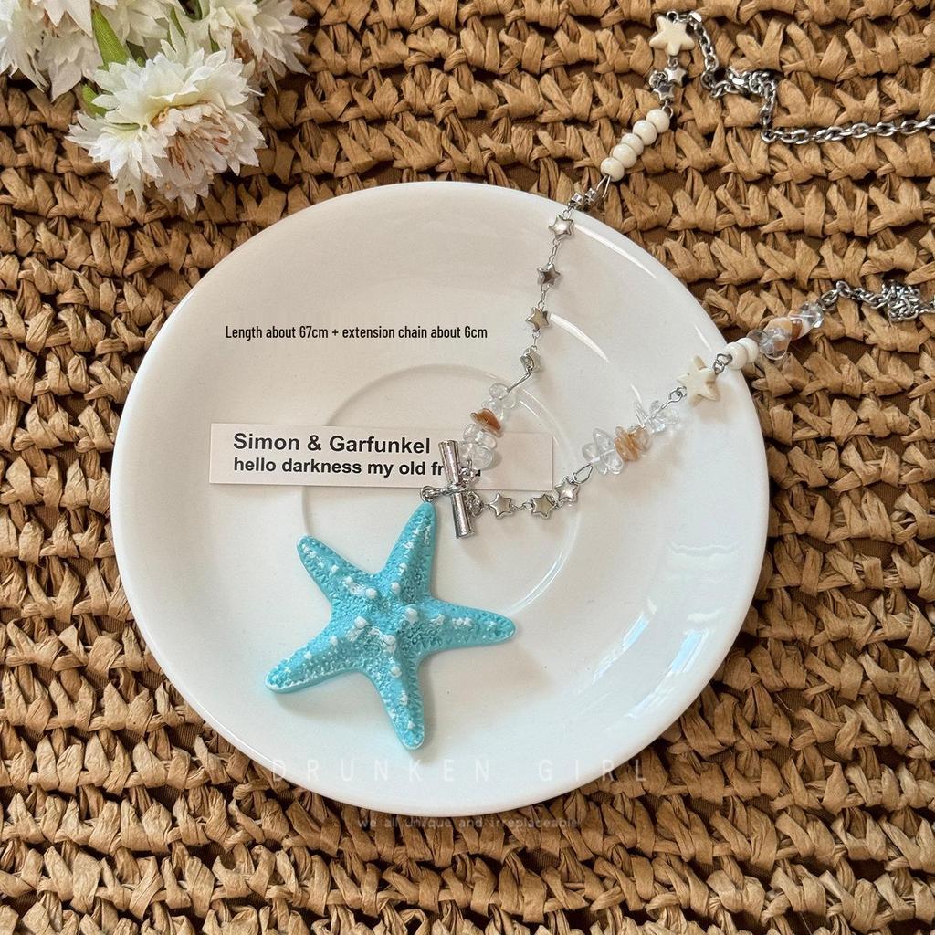 Bold Dopamine Color Block Starfish Necklace & Sweater Chain - Women's 2025 Collection