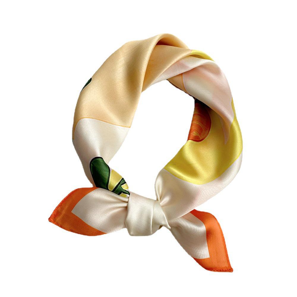 53cm Silk Square Scarf for Women: Elegant Korean Design for Spring, Summer, Autumn - Fashionable Digital Print Headscarf