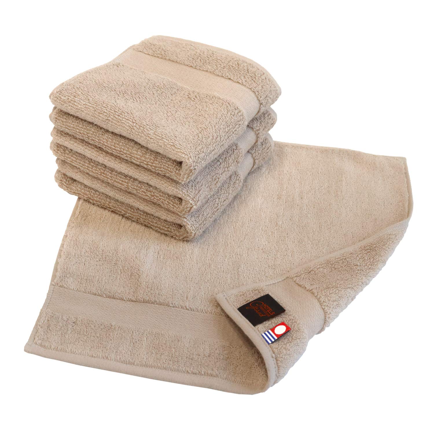 

hiorie Grand Imabari Сертифицированный набор носовых платков сероватого цвета Сделано в Японии из премиального штапеля Мгновенные ПОЛОТЕНЦА HOTEL S, 4, Мокко, Очень длинные