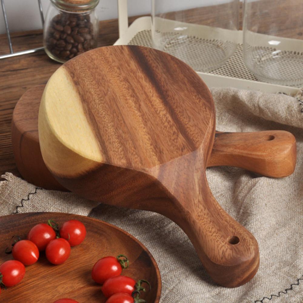 450/650ml Natural Beech Wood Handmade Salad Bowl with Handle Household Fruit Serving Tray Home Kitchen Cheese Butter Platter