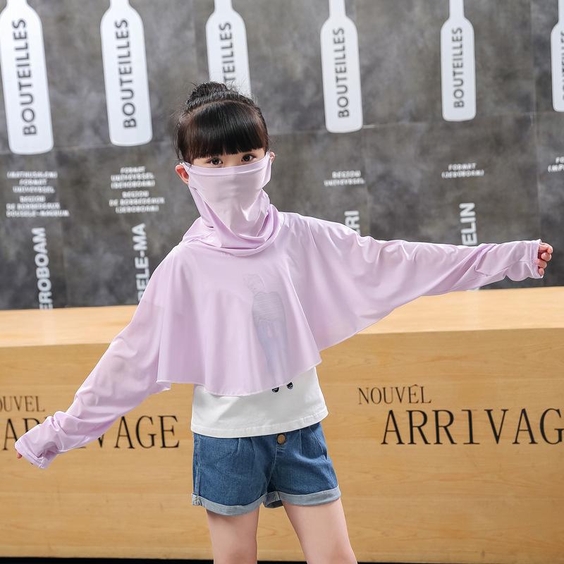 

Amoi thin cycling travel sunscreen clothing women s neck mask parent-child outer wear ice silk sunscreen shawl jacket One size fits all