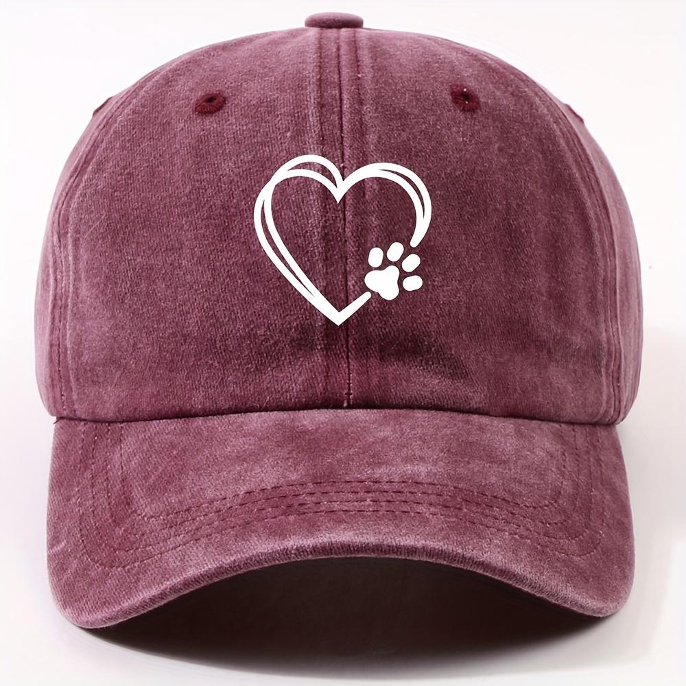 Double Layered Heart-shaped Cat Paw Printed Duckbill Cap for Both Men and Women, Adjustable Dad Baseball Cap