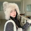 Korean Versatile Big Head Circumference Plus Velvet Thickened Warm Hat In ColdSeason Cute Fur Ball Bag Head Hat Windproof Ear Protection Hat Women