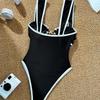 Women's Sexy One Piece Swimsuit with Star Shaped Metal Link Buckles 0924 CLE