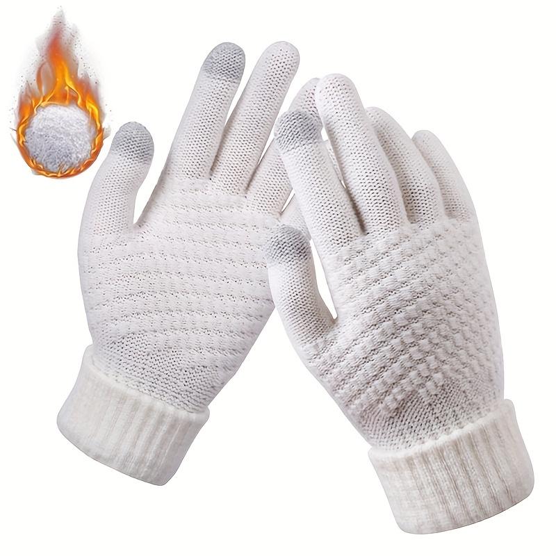 1PCS 1pair Winter Touch Screen Gloves, Unisex Warm Elastic Knitted Gloves With Full Finger Thickened Version