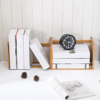 Wood Desktop Bookshelf Small Book Rack Expandable Office Supplies Desk Organizer Tabletop Storage
