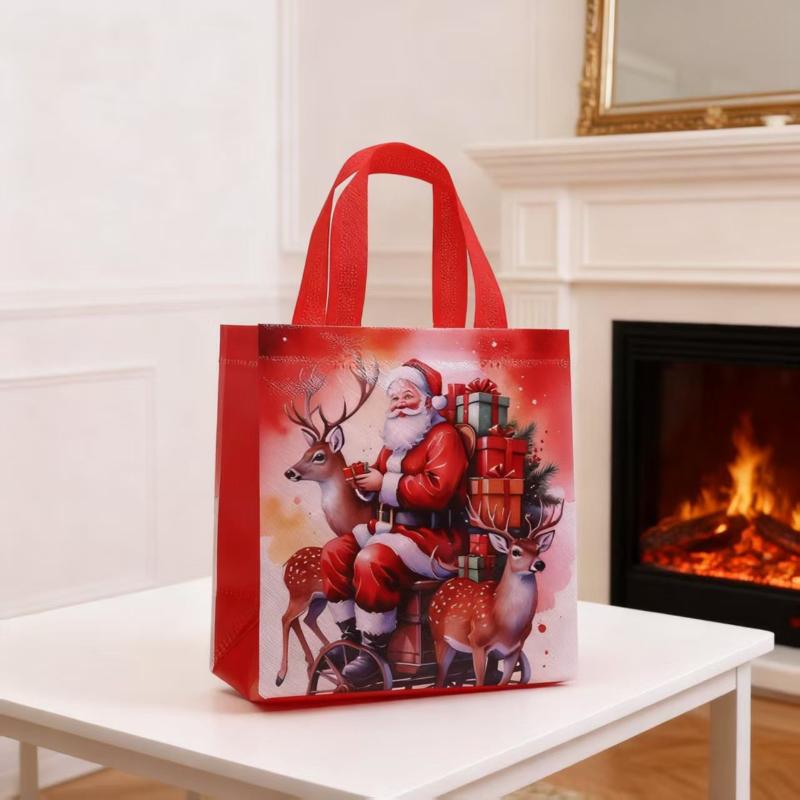 4Pcs Christmas Gift Bag Santa Non-Woven Bag Christmas Decorations For Home 2025 Xmas Navidad Noel Gifts  Year Packaging Bag