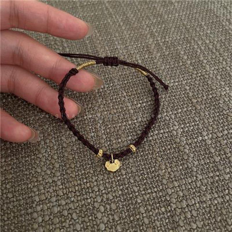 Timeless Locked Love: Red Rope Fu Bracelet for Women - Niche Design for Couples & Friends