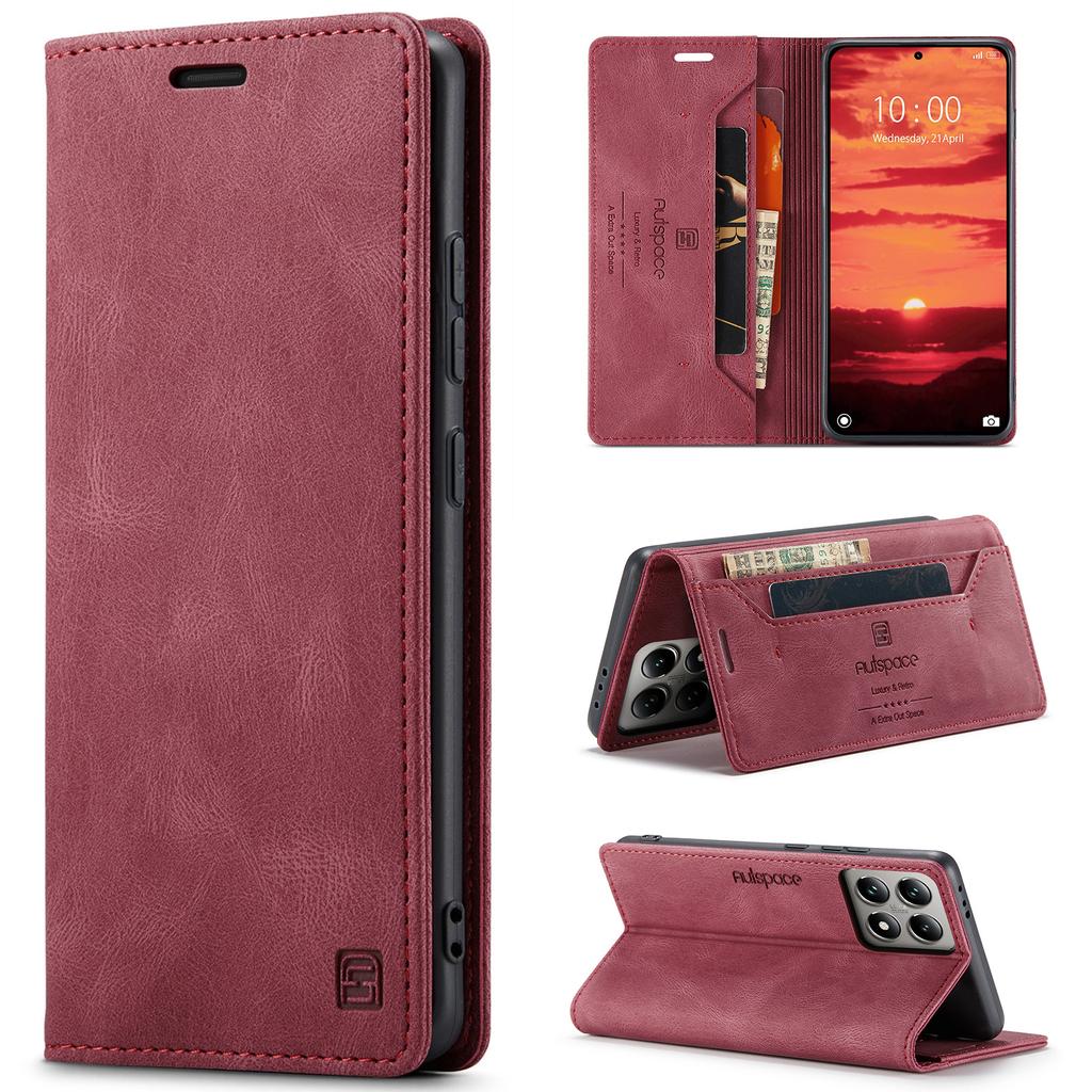 Premium Vintage Leather Wallet Case for Xiaomi 10T/11/12/13/14 Series - Flip Cover with Card Slots, Shockproof Retro Style (4 Colors)