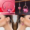 Heart Shaped Sweet Lock And Key Design Acrylic Women Pink Earrings Jewelry