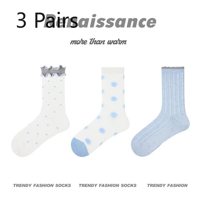 3 Pairs of Female Spring and Summer Thin Style Breathable Sports Tube Cotton Socks