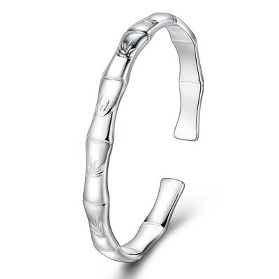 Bamboo News Peace Open Bracelet Women's Ethnic Style Fresh Bamboo Knot Silver Plated Bracelet