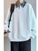 Men's Retro Color Block Plaid Long Sleeve Polo Collar Hoodie