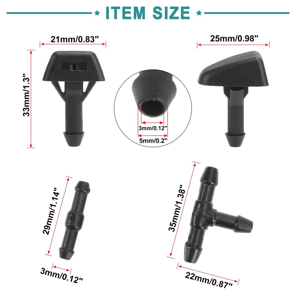 ACROPIX Front Windshield Washer Nozzle Windshield Washer Hose with 4 Connectors 2M Volvo Compatible with S40 Black 7pcs