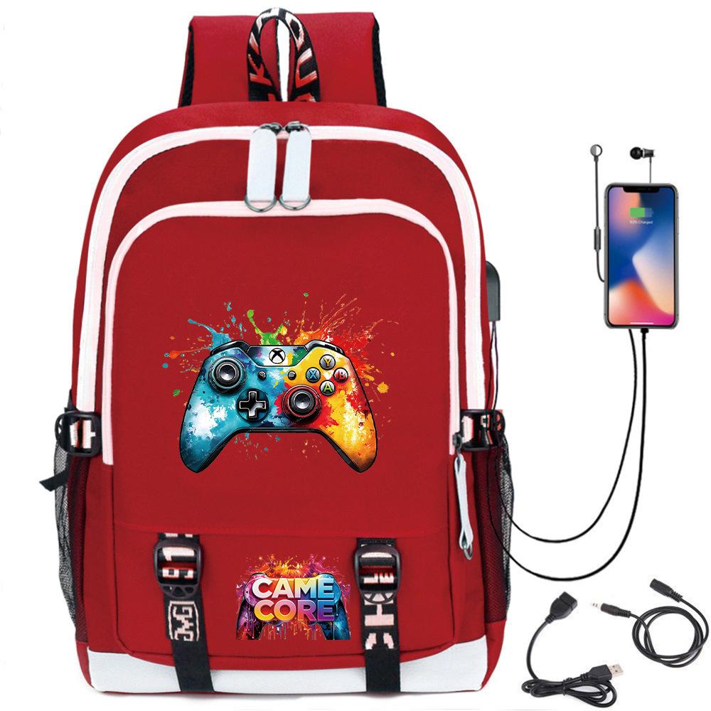 Digital Printing Gamepad Pattern Backpack Cartoon Elementary School Bag Large Capacity Usb Backpack