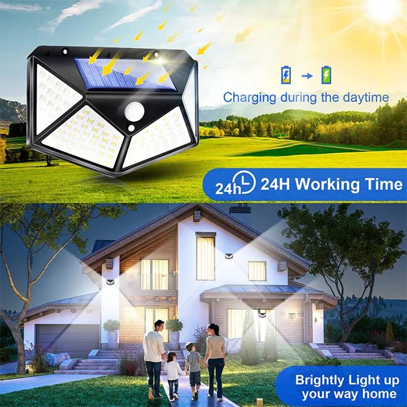 1Pcs Multifunctional Solar Lamp Outdoor Garden Decor Solar LED Light Waterproof Sunlight Powered Spotlight with Motion Sensor