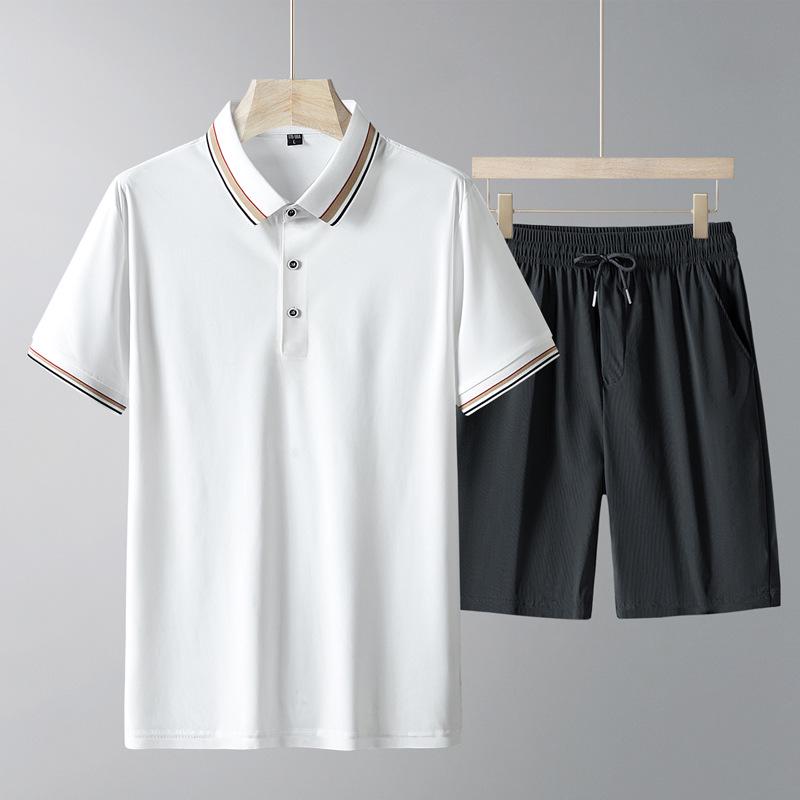 Men's DK9902-266 Ice Silk Quick-Dry Sports Suit: Short Sleeve Polo & Shorts - Casual Breathable Summer Wear