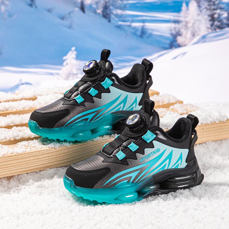 Scarpe da Corsa Antiscivolo in Pelle Autunnali/Invernali 2025 per Bambini con Fibbia Rotante - Ideali per Bambini di Taglia Media e Grande