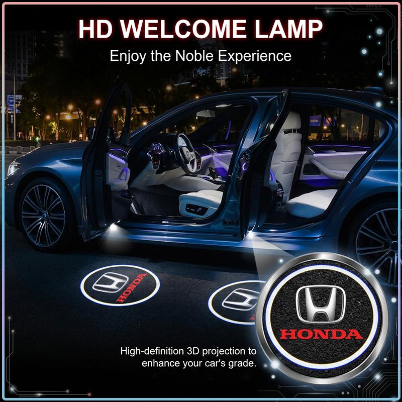 2Pcs Car Door LED Shadow Projector Wireless Welcome Logo Lamp Styling For Honda Civic Odyssey Vezel Accord Pilot Fit XRV CRV HRV Dio