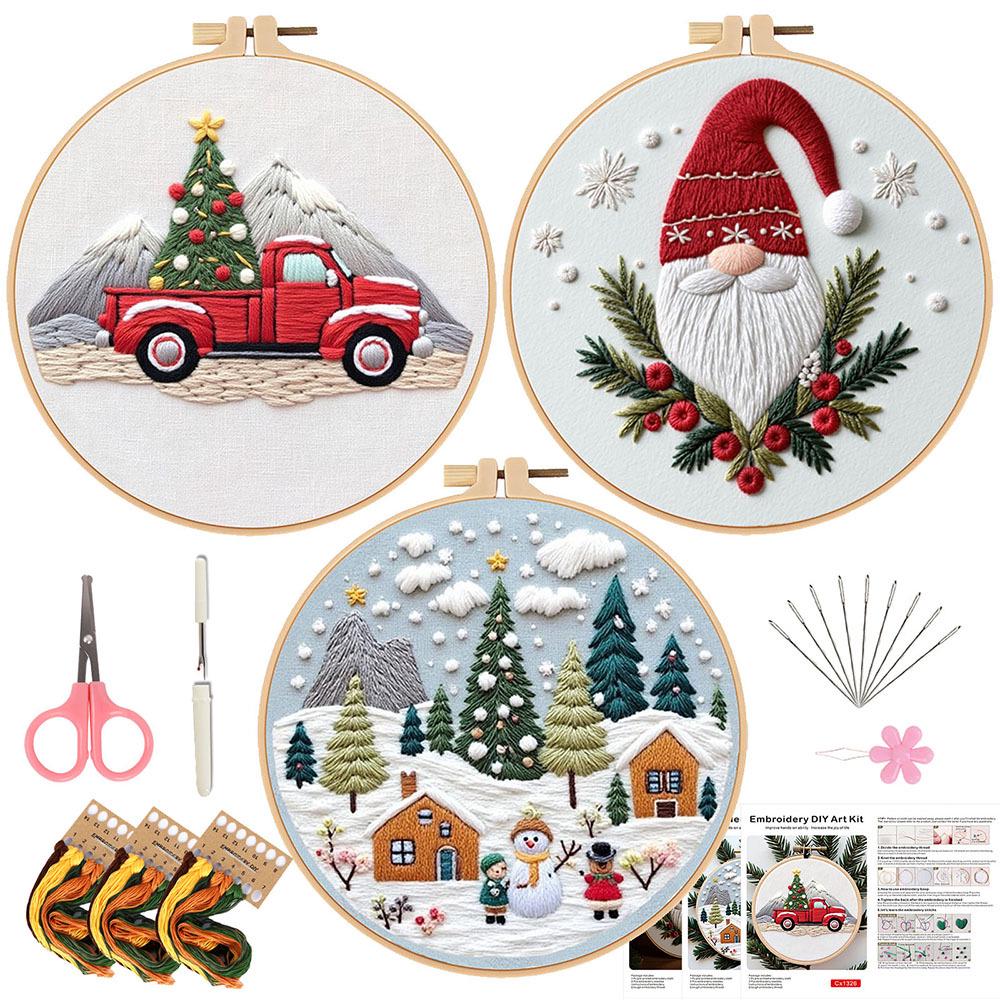 Kit de broderie de Noël fait main 2025 - Instructions en anglais