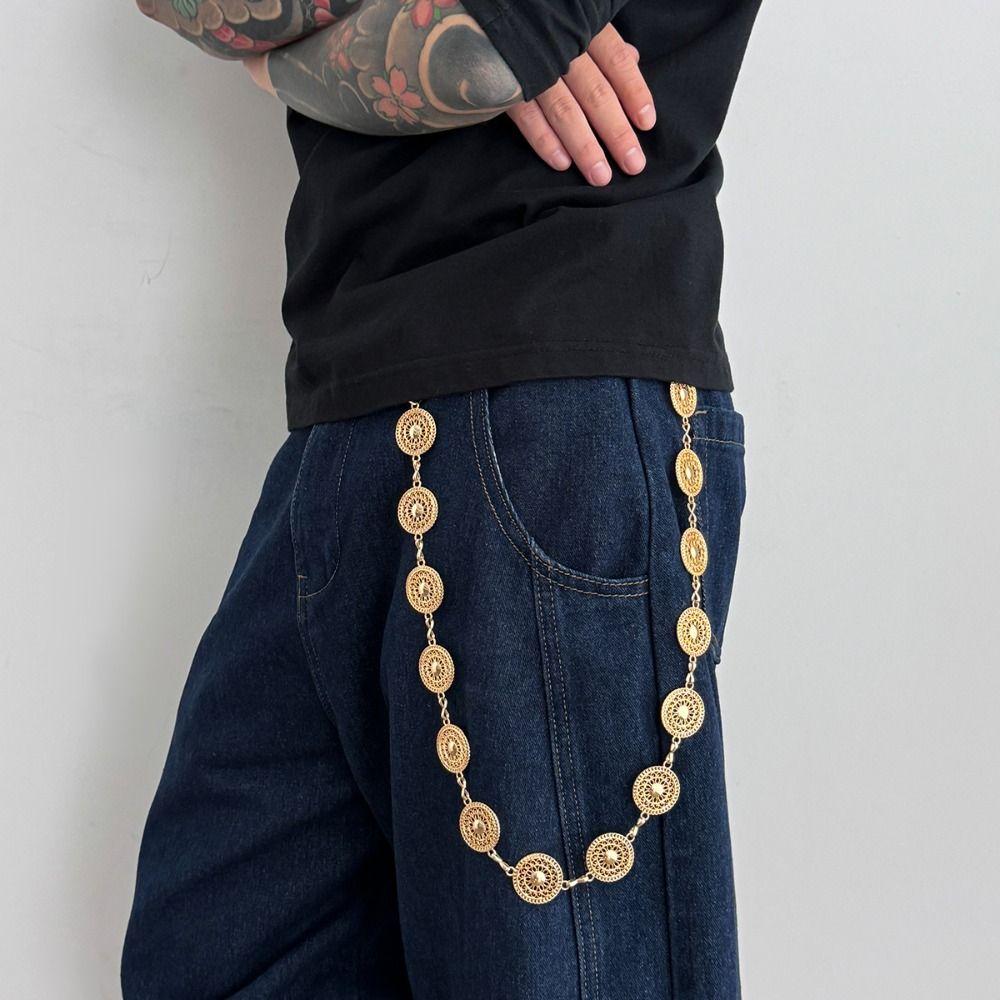 Jeans Chain Round Disk Waist Chain Zinc Zinc Zinc Alloy Pants Chain Personality Punk Belt Chain  Female