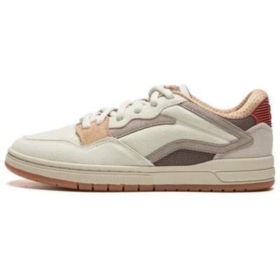 Li Ning Leather We I Pro S Comfortable Versatile Non-Slip Wear-Resistant Low-Top Skate Shoes Women Sneakers Beige Brown AEPU050-3