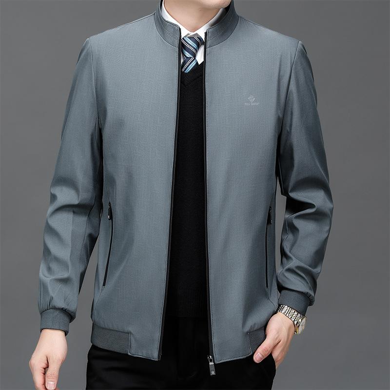 Stand-up Collar Jacket Men's Dad Clothing Spring and Autumn Korean Version Trendy New Middle-aged Formal Clothing Business Casual Jacket Men's