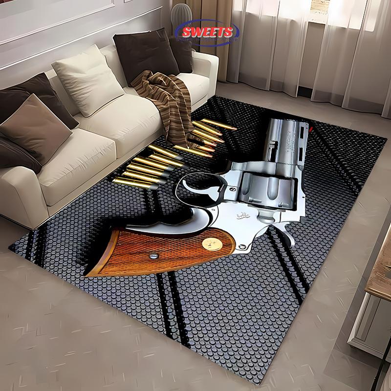 3D Assault Rifle Pistol Revolver Gun Carpet for Living Room Bedroom Hallway Long Strip Anti-slip Rug Sofa Doormat Home Decor Mat