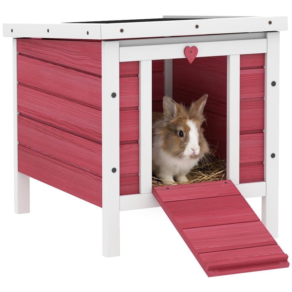 Wooden Rabbit Hutch 51 x 42 x 43 cm, Red