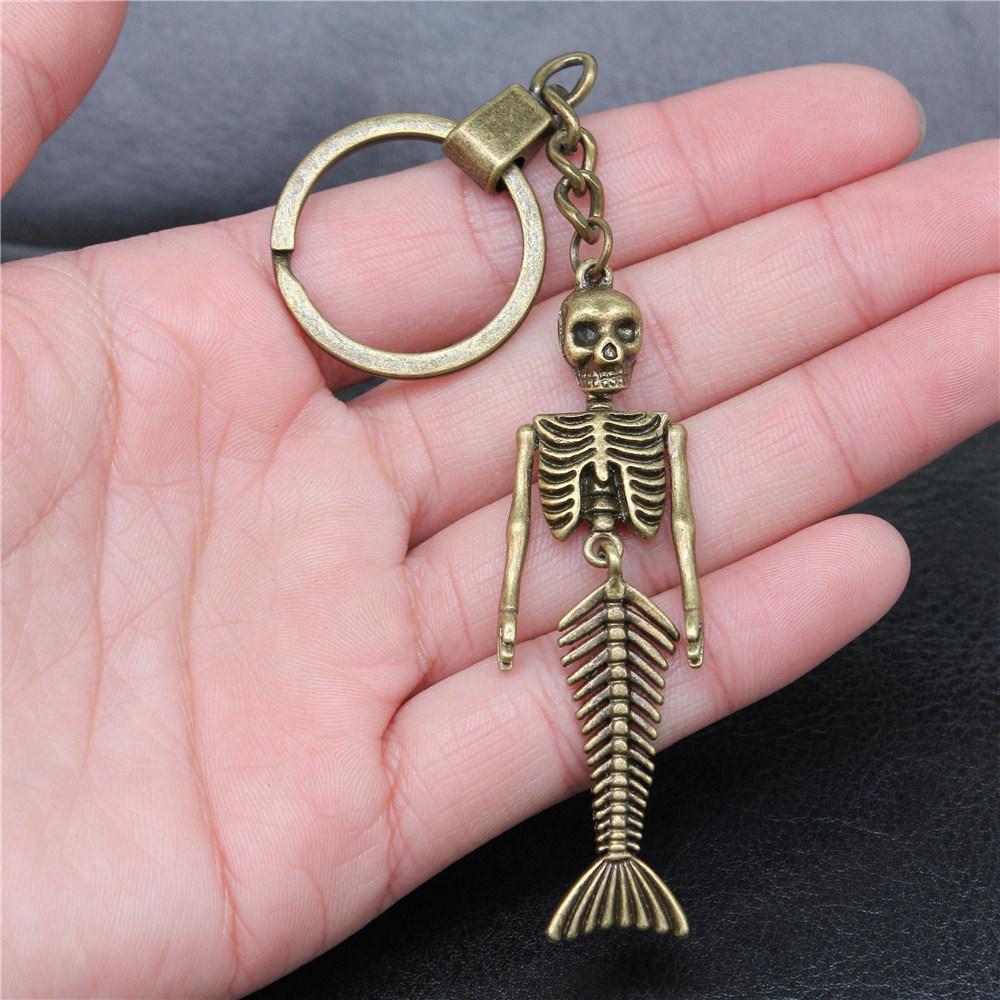 Marine Life Turtle Ocean Creature Pendant Antique Bronze Metal Keychain with 30mm Ring for Men Fashion Gift