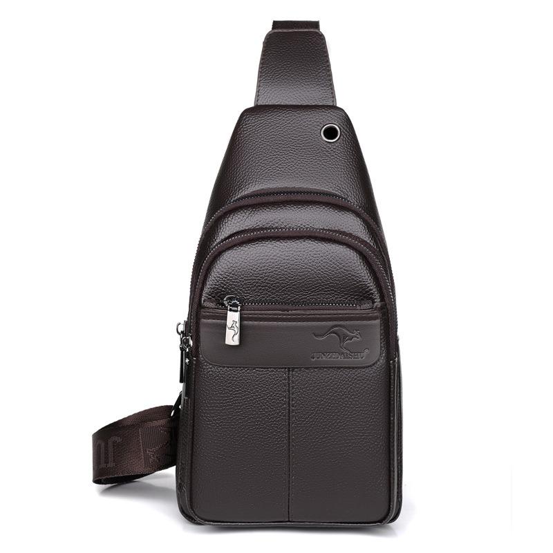 Herren Brusttasche aus echtem Leder, lässige und modische Umhängetasche, strapazierfähiger Rucksack style 2 braun