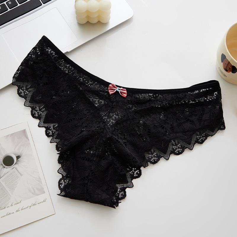 Mid-waist Sexy Cross-border Hot Sale Lace Women's Panties Bow Cross-strap European Beautiful Women's Briefs
