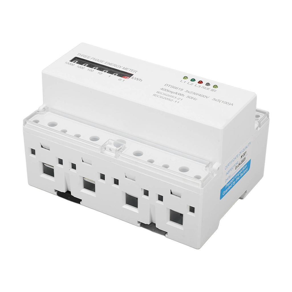 Electric Meter Din Rail 3 Phase 4 Wire KWh Energy Electricity Power Consumption Wattmeter 230V 400V