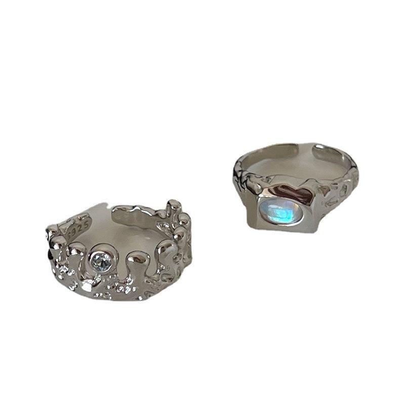 Women's Retro Water Drop Zircon Adjustable Geometric Ring - Irregular Open Fashion Index Finger Ring