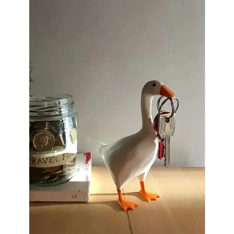 1 Stück Magnetischer Gänse Schlüsselanhänger Heimdekoration Skulptur Büro Schreibtisch Dekoration Harz Gans Enten Skulptur Werkzeugablage Zuhause