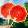 1/2Pcs Watermelon Fan with Wooden Long Handle, Lightweight Decorative Round Hand Fan, Outdoor Portable Summer Cooling Fan